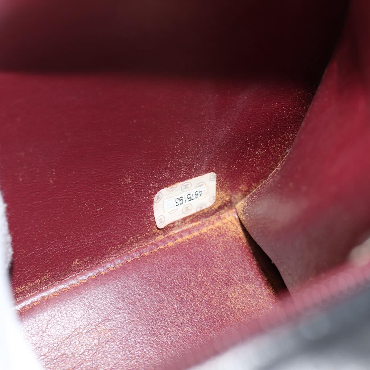 CHANEL Chain Hand Bag Lamb Skin Black Silver CC Auth 138566A