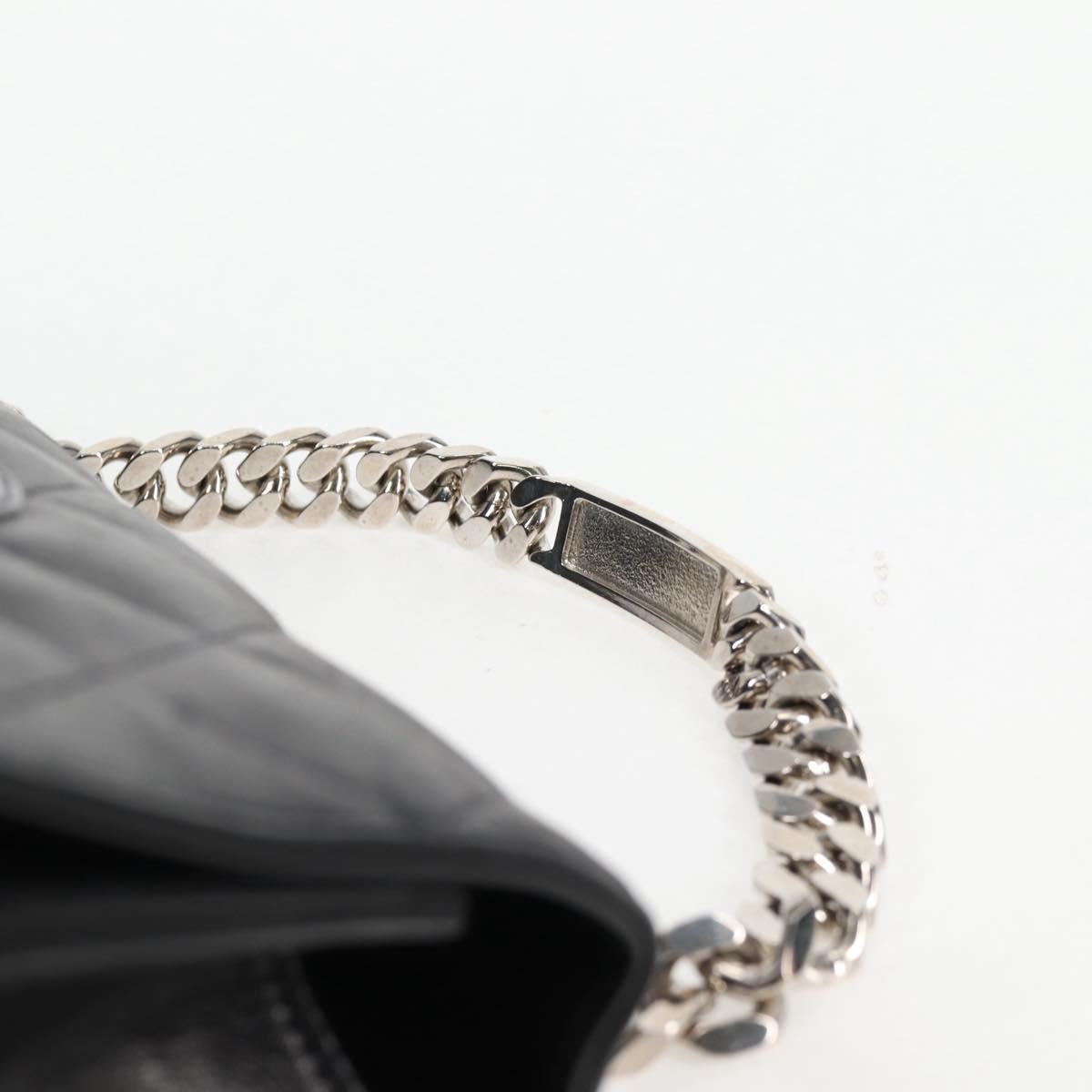 CHANEL Chain Hand Bag Lamb Skin Black Silver CC Auth 138566A