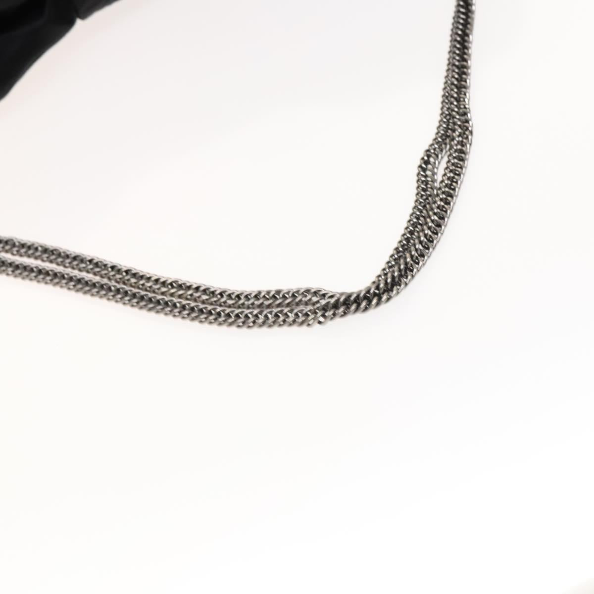 CHANEL Chain 2.55 Ribbon Shoulder Bag Satin Black Silver CC Auth 138568