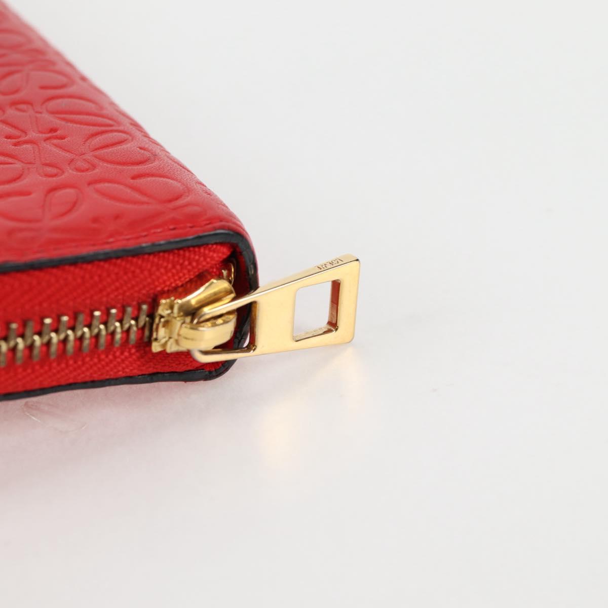 LOEWE Anagram Long Wallet Leather Red Auth 138577M