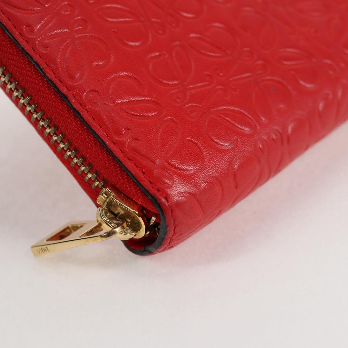LOEWE Anagram Long Wallet Leather Red Auth 138577M