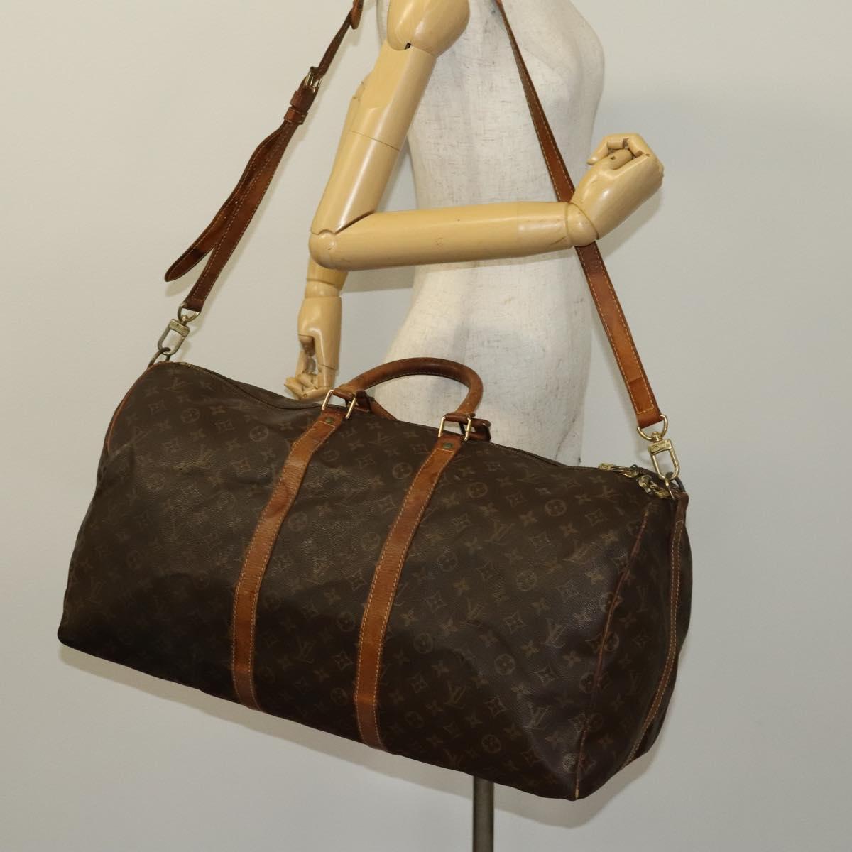 LOUIS VUITTON Monogram Keepall Bandouliere 55 Boston Bag M41414 LV Auth 138588