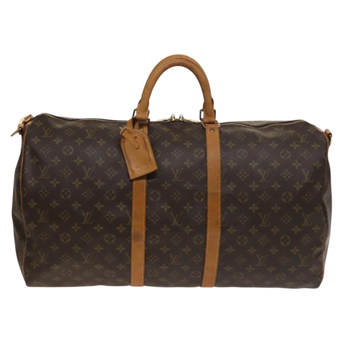 LOUIS VUITTON Monogram Keepall Bandouliere 55 Boston Bag M41414 LV Auth 138605