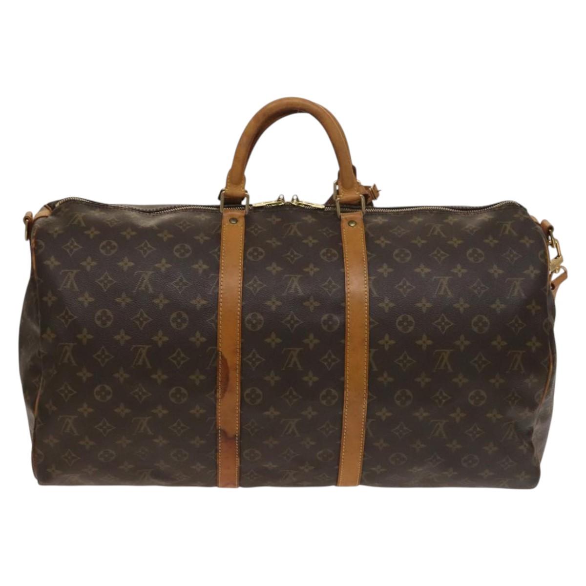 LOUIS VUITTON Monogram Keepall Bandouliere 55 Boston Bag M41414 LV Auth 138605