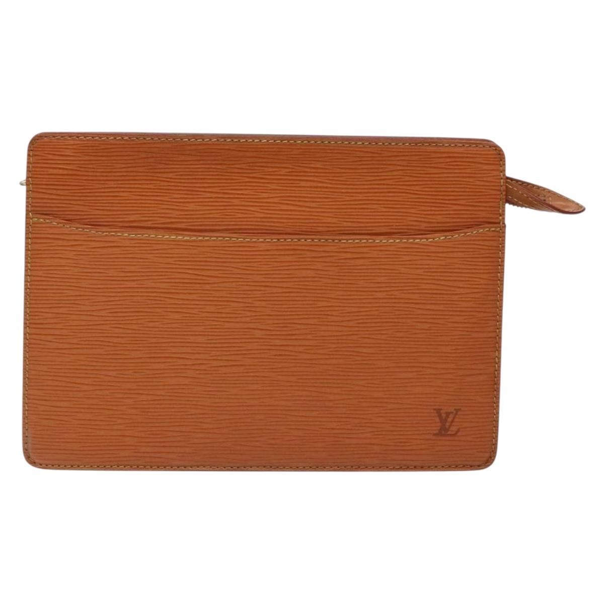 LOUIS VUITTON Epi Pochette Homme Bag Brown Zipangu Gold M52528 LV Auth 138621