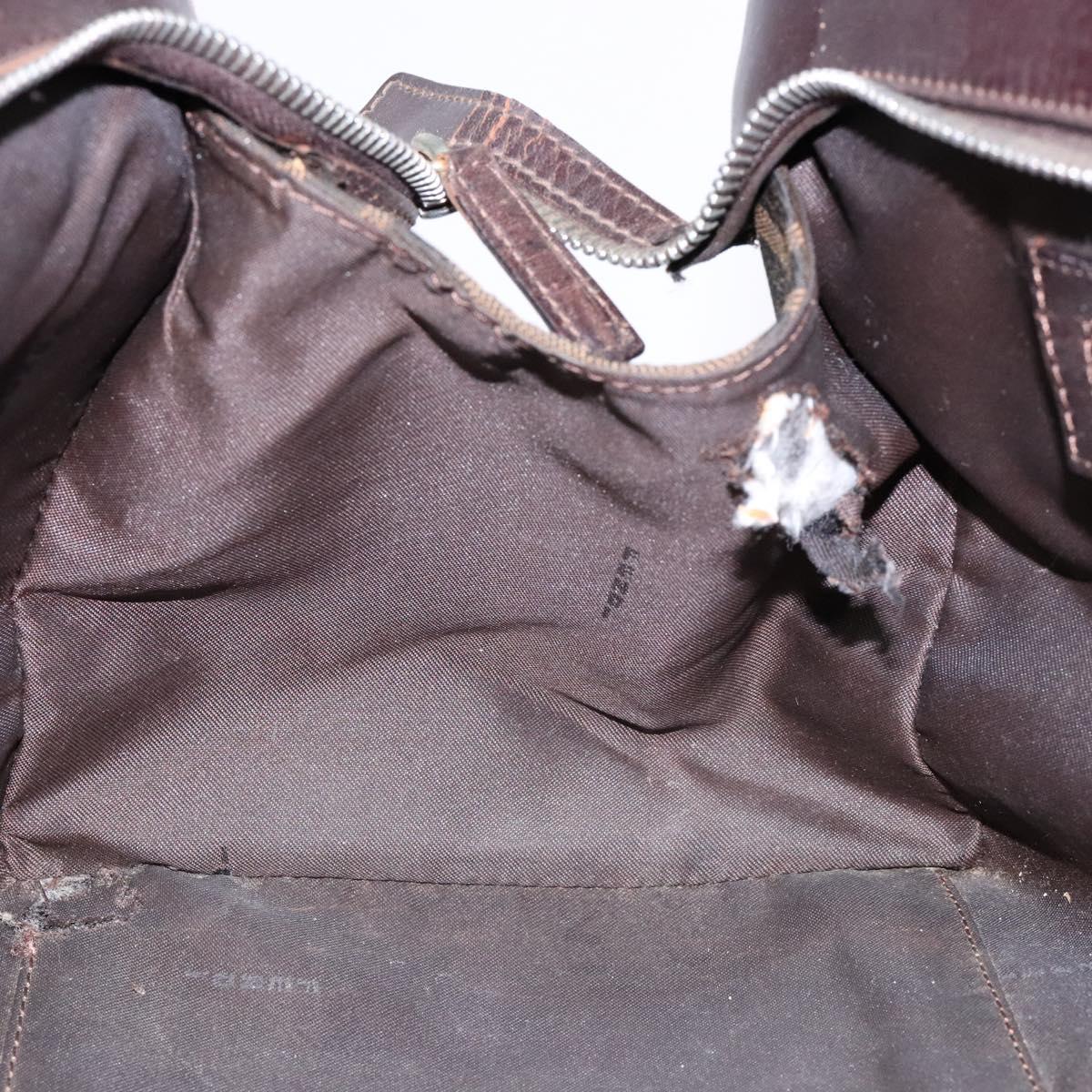 FENDI Zucca Canvas Hand Bag Black Brown Auth 138625