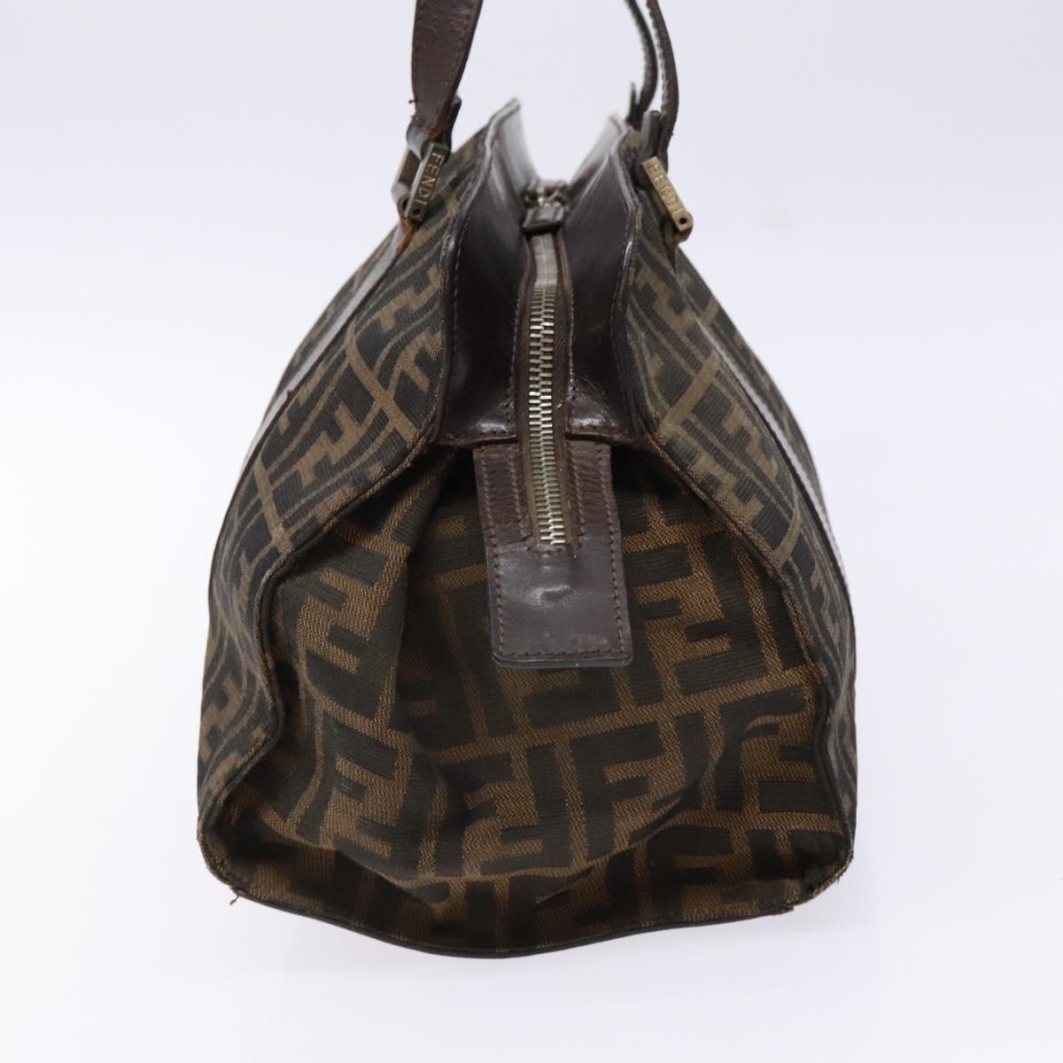 FENDI Zucca Canvas Hand Bag Black Brown Auth 138625
