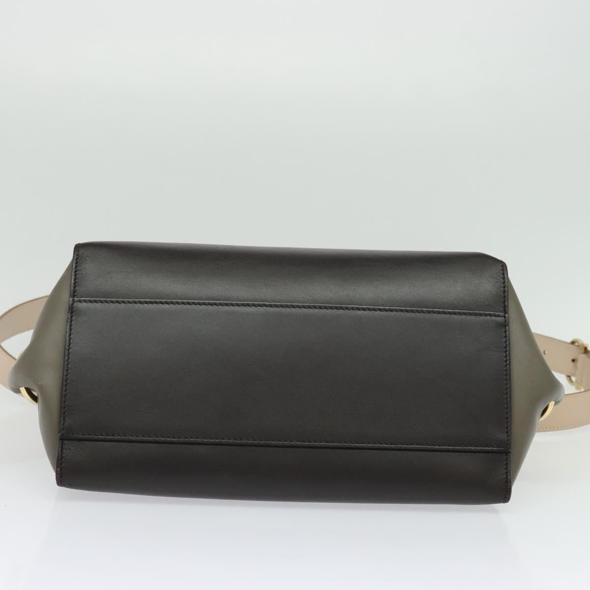 Salvatore Ferragamo Gancini Sophia Hand Bag Leather 2way Brown Gold Auth 138628