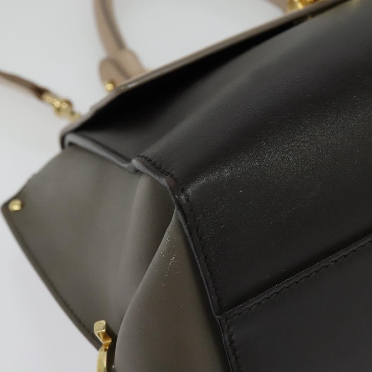 Salvatore Ferragamo Gancini Sophia Hand Bag Leather 2way Brown Gold Auth 138628