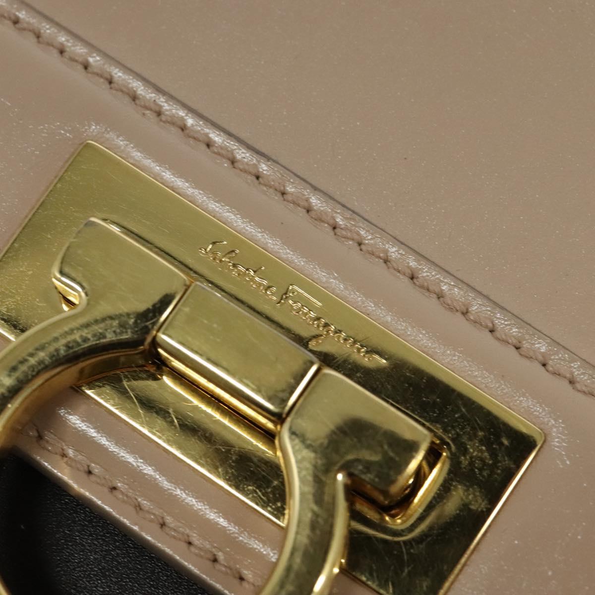 Salvatore Ferragamo Gancini Sophia Hand Bag Leather 2way Brown Gold Auth 138628
