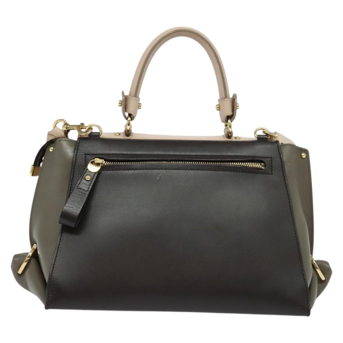 Salvatore Ferragamo Gancini Sophia Hand Bag Leather 2way Brown Gold Auth 138628