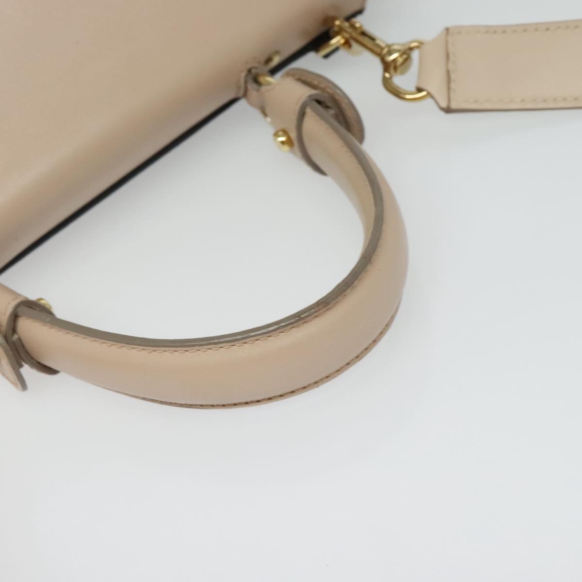 Salvatore Ferragamo Gancini Sophia Hand Bag Leather 2way Brown Gold Auth 138628
