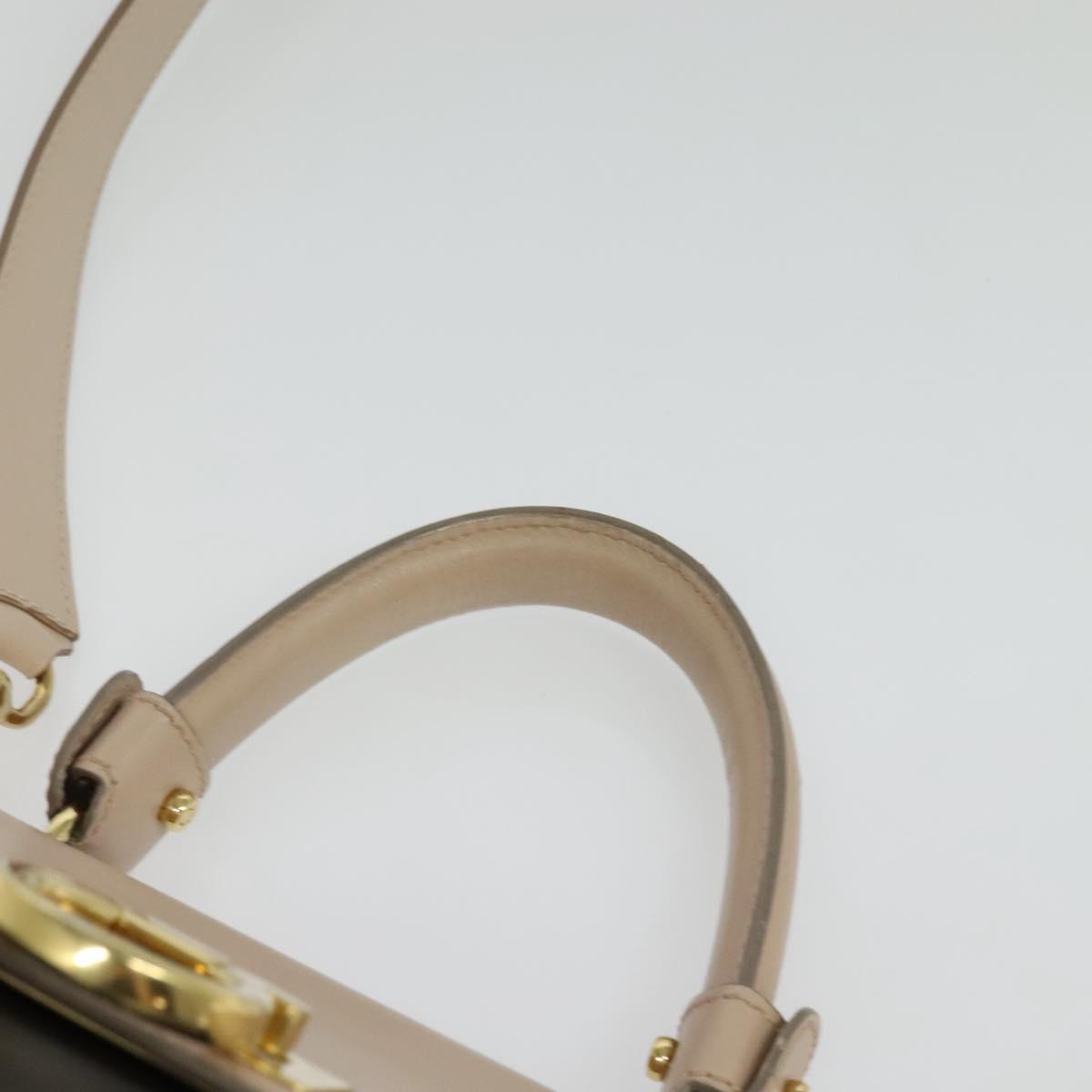 Salvatore Ferragamo Gancini Sophia Hand Bag Leather 2way Brown Gold Auth 138628