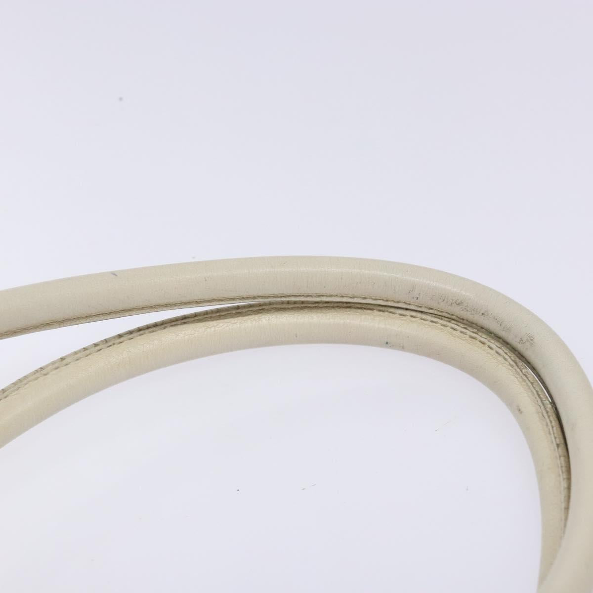 Salvatore Ferragamo Gancini Hand Bag Leather White Gold Auth 138629