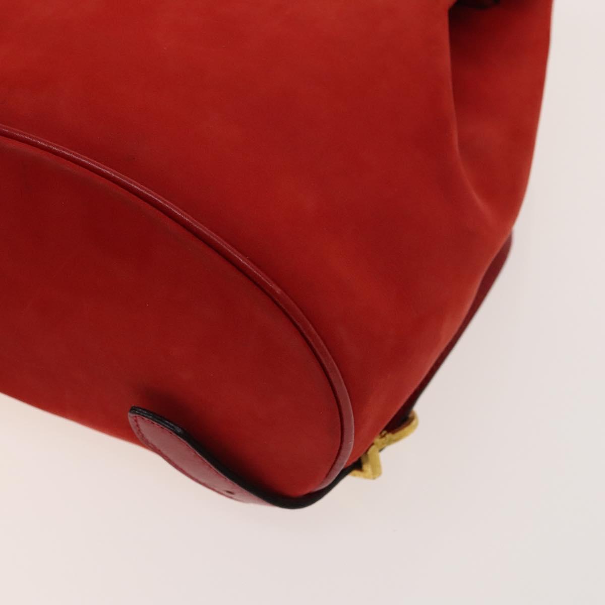 Salvatore Ferragamo Gancini Backpack Suede Red Gold Auth 138631
