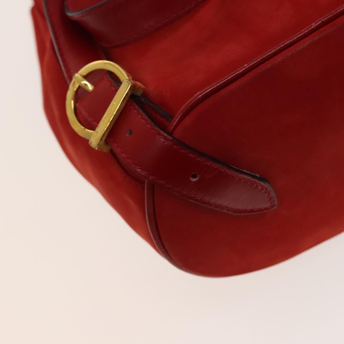 Salvatore Ferragamo Gancini Backpack Suede Red Gold Auth 138631