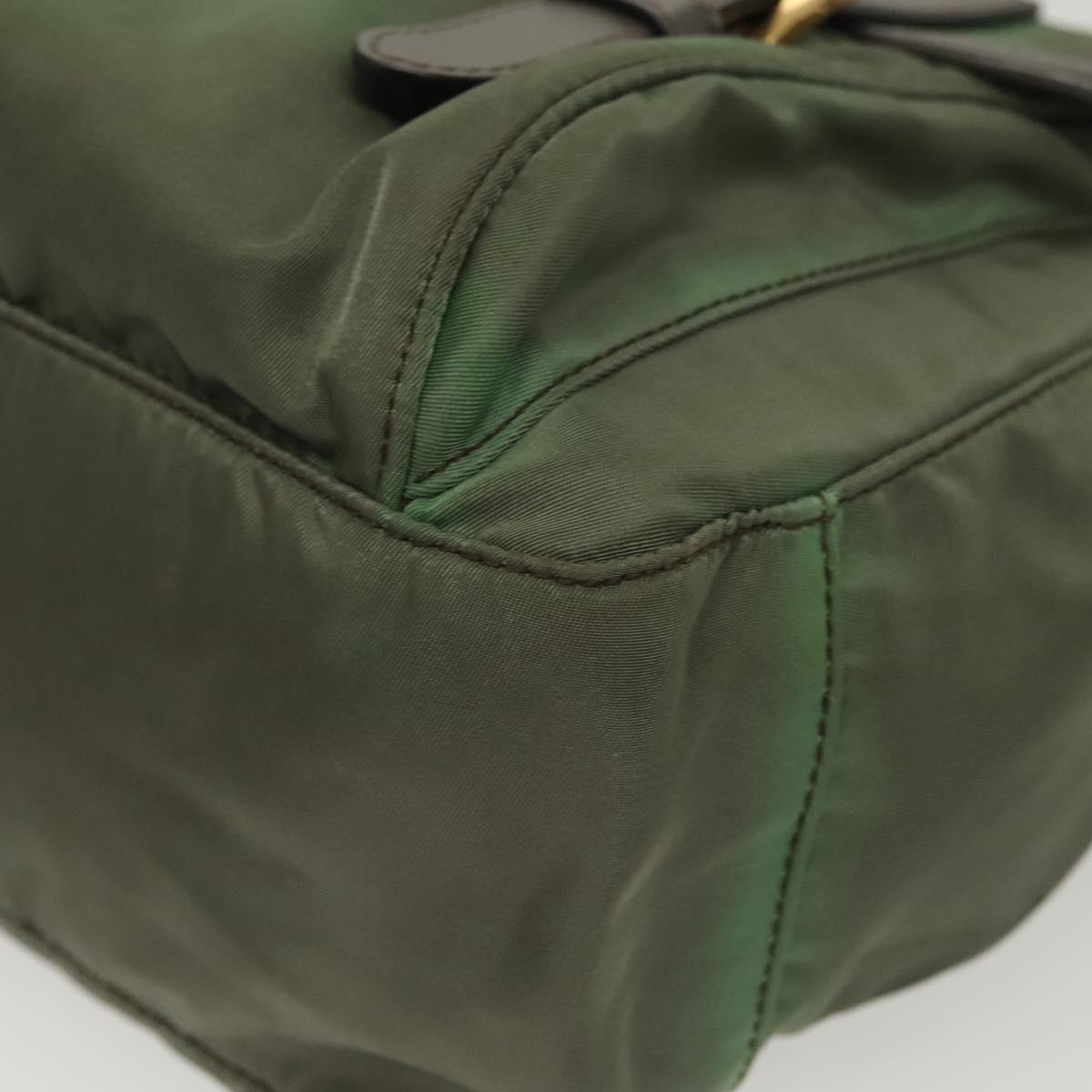 PRADA Shoulder Bag Nylon Khaki Gold Auth 138636