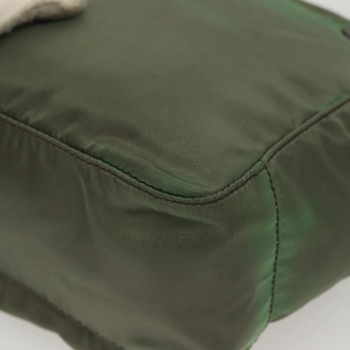 PRADA Shoulder Bag Nylon Khaki Gold Auth 138636