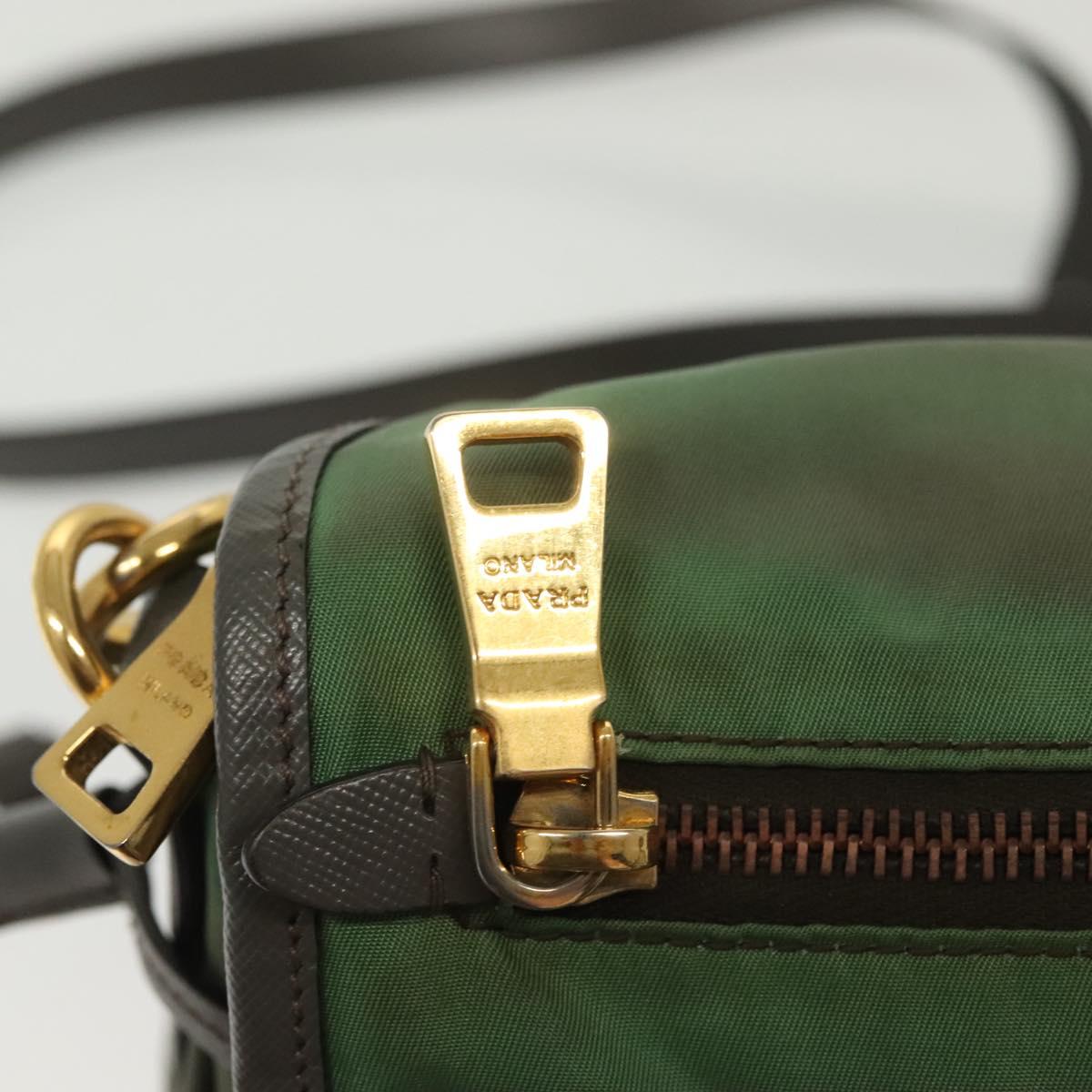 PRADA Shoulder Bag Nylon Khaki Gold Auth 138636