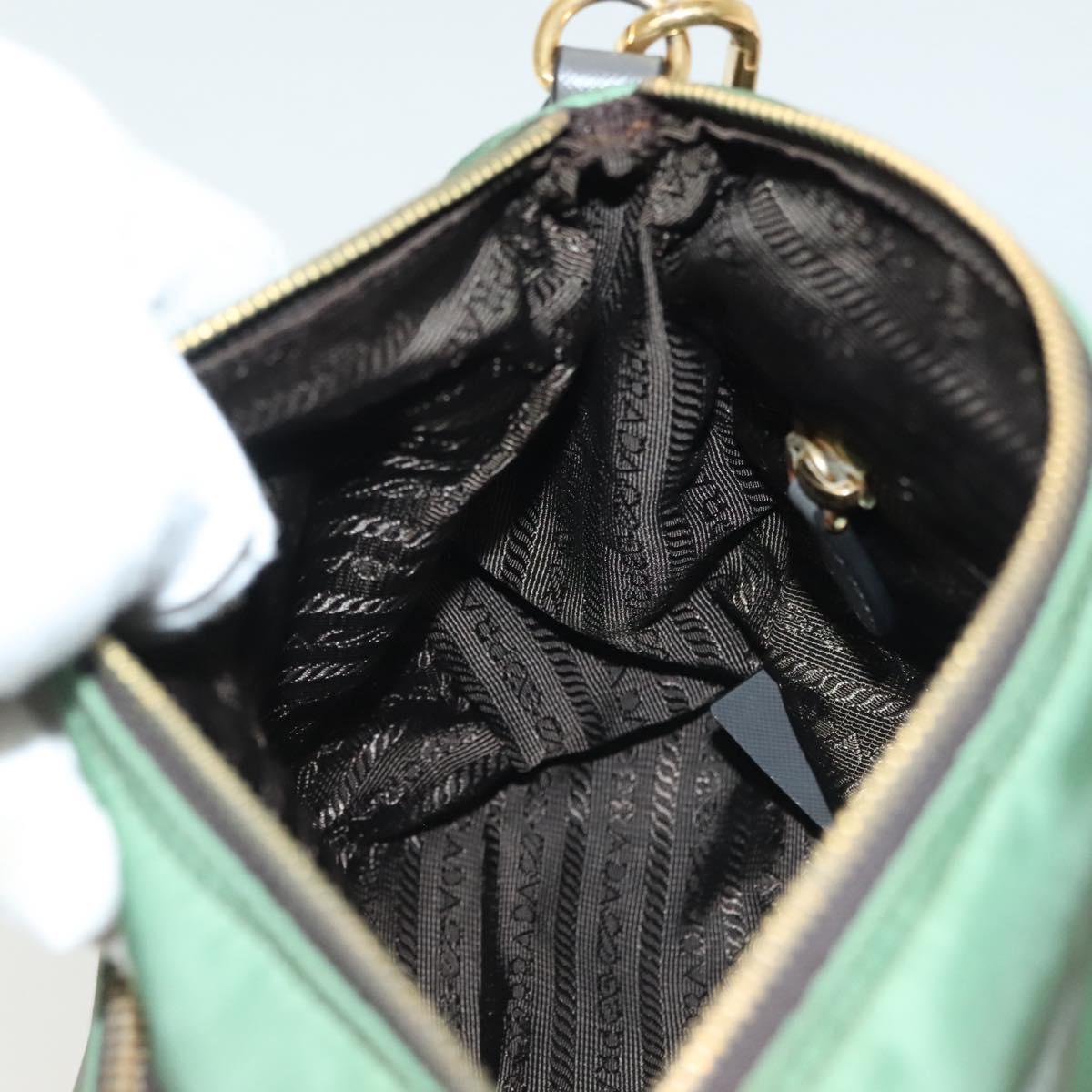 PRADA Shoulder Bag Nylon Khaki Gold Auth 138636