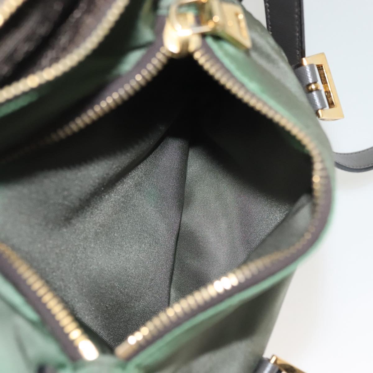 PRADA Shoulder Bag Nylon Khaki Gold Auth 138636