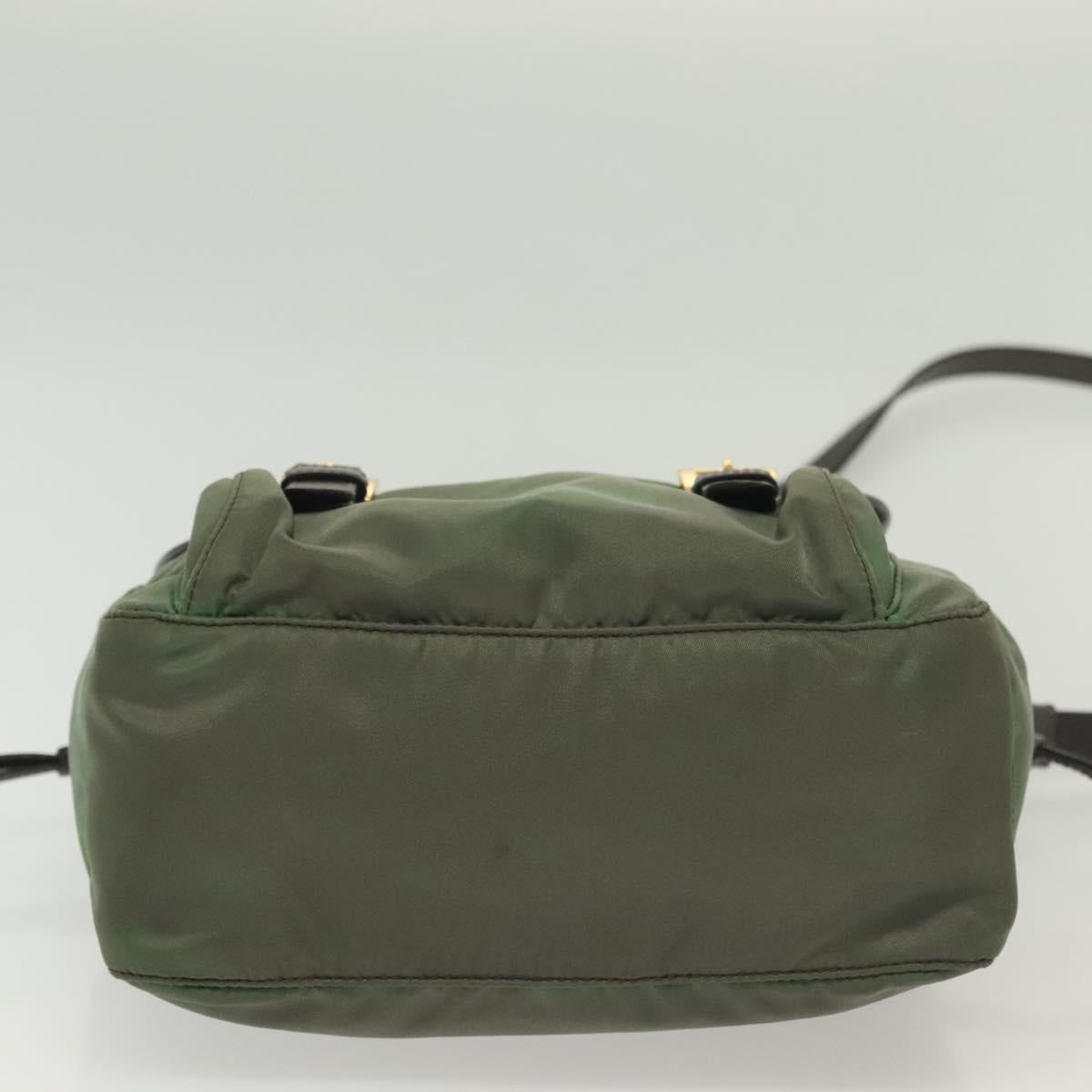 PRADA Shoulder Bag Nylon Khaki Gold Auth 138636