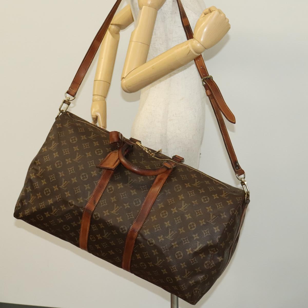 LOUIS VUITTON Monogram Keepall Bandouliere 55 Boston Bag M41414 LV Auth 138728