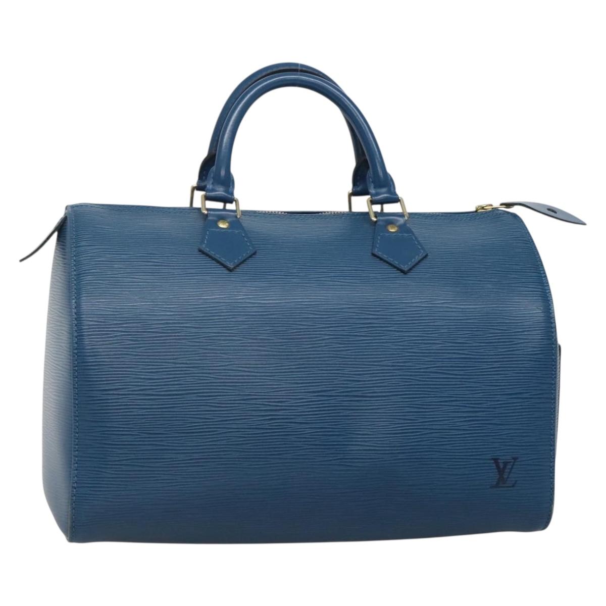 LOUIS VUITTON Epi Speedy 30 Hand Bag Toledo Blue M43005 LV Auth 138732