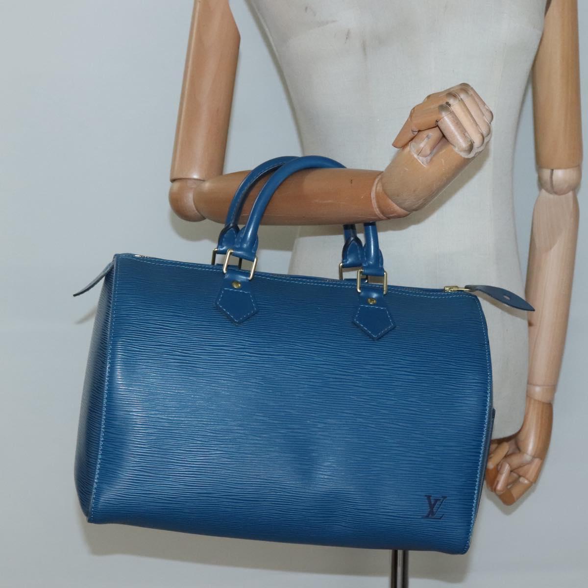 LOUIS VUITTON Epi Speedy 30 Hand Bag Toledo Blue M43005 LV Auth 138732