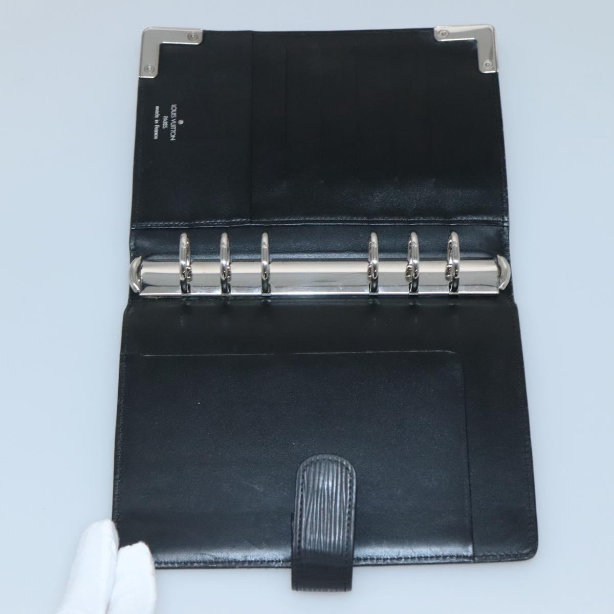 LOUIS VUITTON Epi Agenda MM Day Planner Cover Black R20042 LV Auth 138764