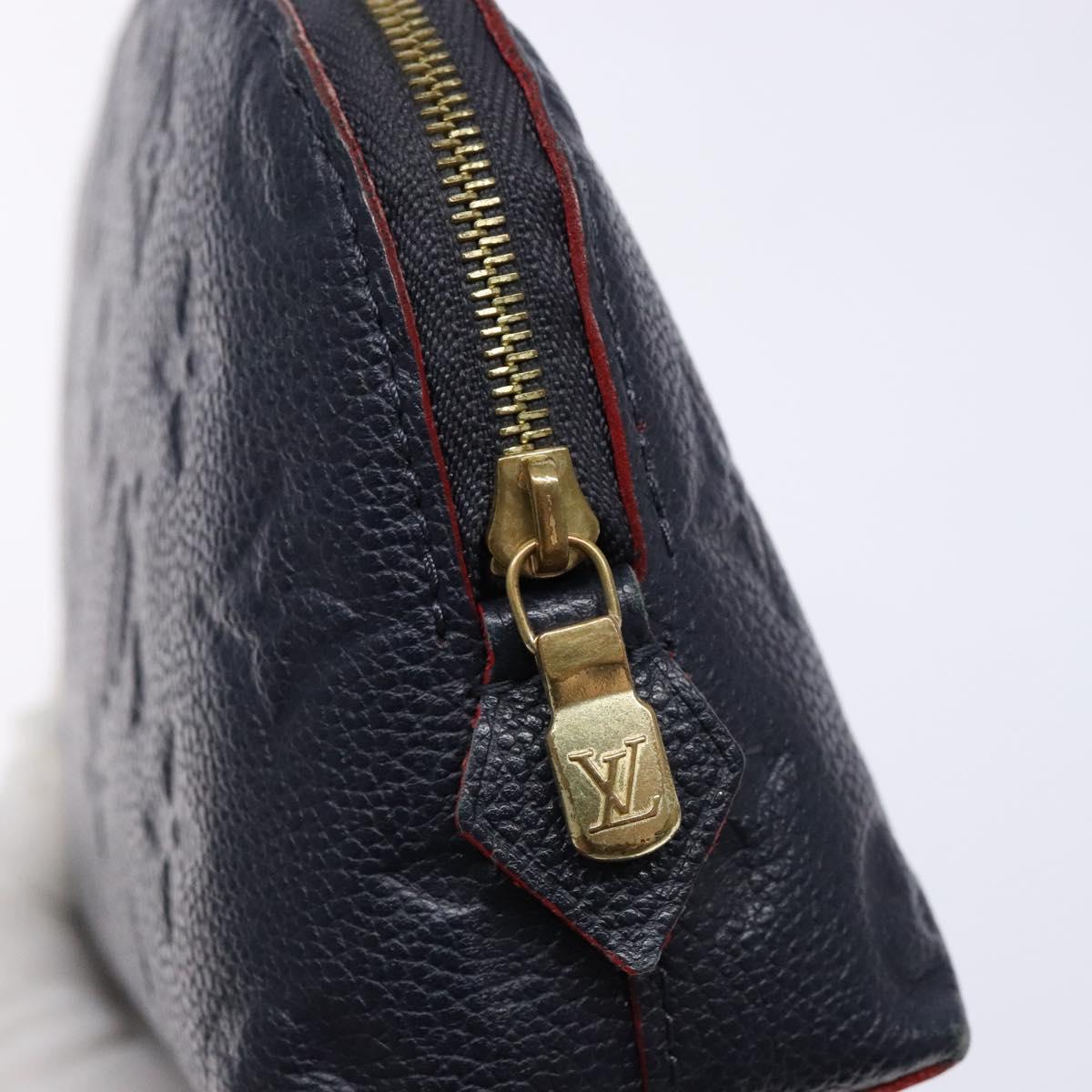 LOUIS VUITTON Monogram Empreinte Pochette Cosmetic PM Navy M69413 LV Auth 138768