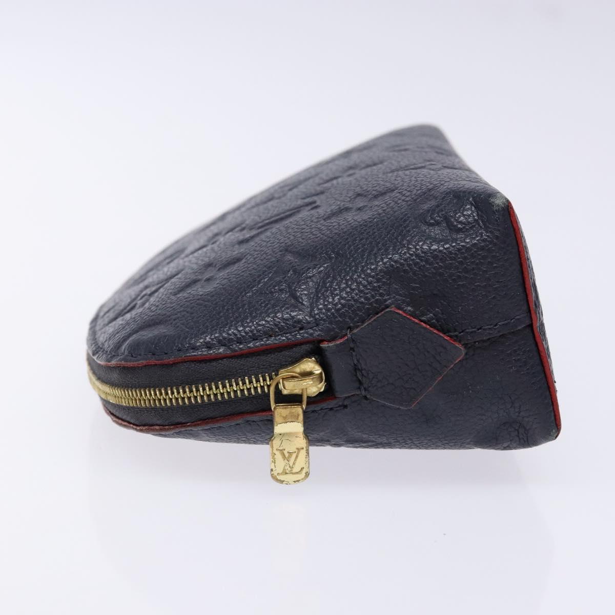 LOUIS VUITTON Monogram Empreinte Pochette Cosmetic PM Navy M69413 LV Auth 138768