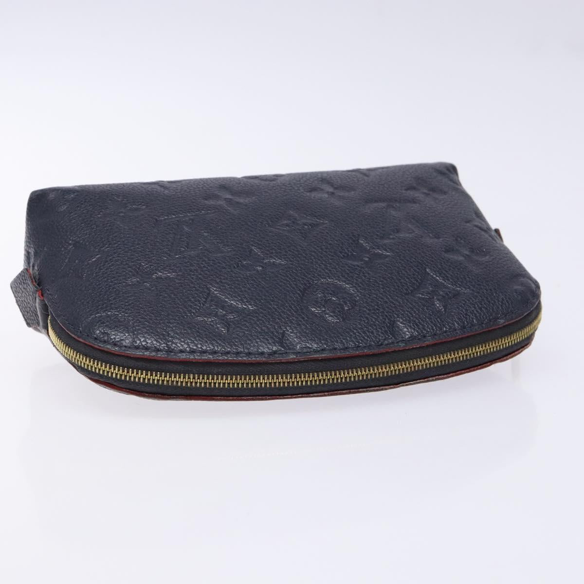 LOUIS VUITTON Monogram Empreinte Pochette Cosmetic PM Navy M69413 LV Auth 138768