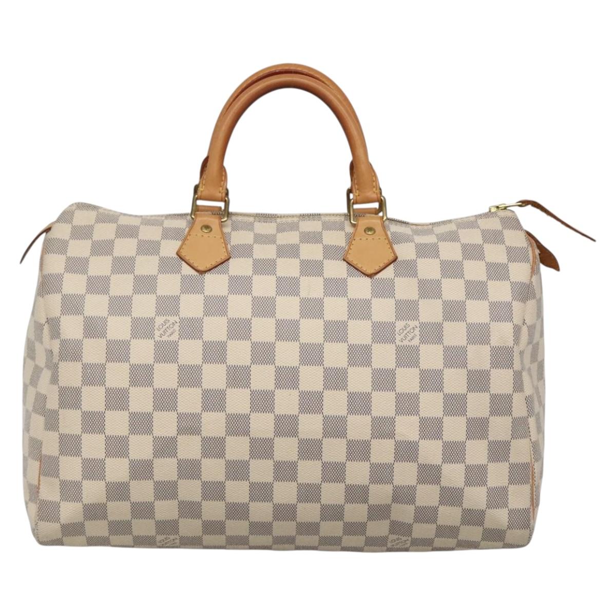 LOUIS VUITTON Damier Azur Speedy 35 Hand Bag N41535 LV Auth 138779