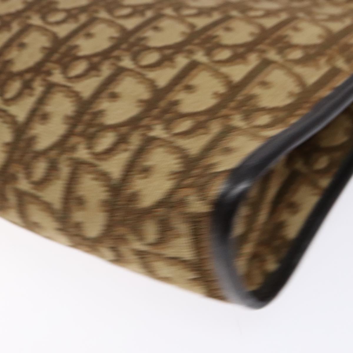 Christian Dior Trotter Canvas Shoulder Bag Brown Gold Auth 138805