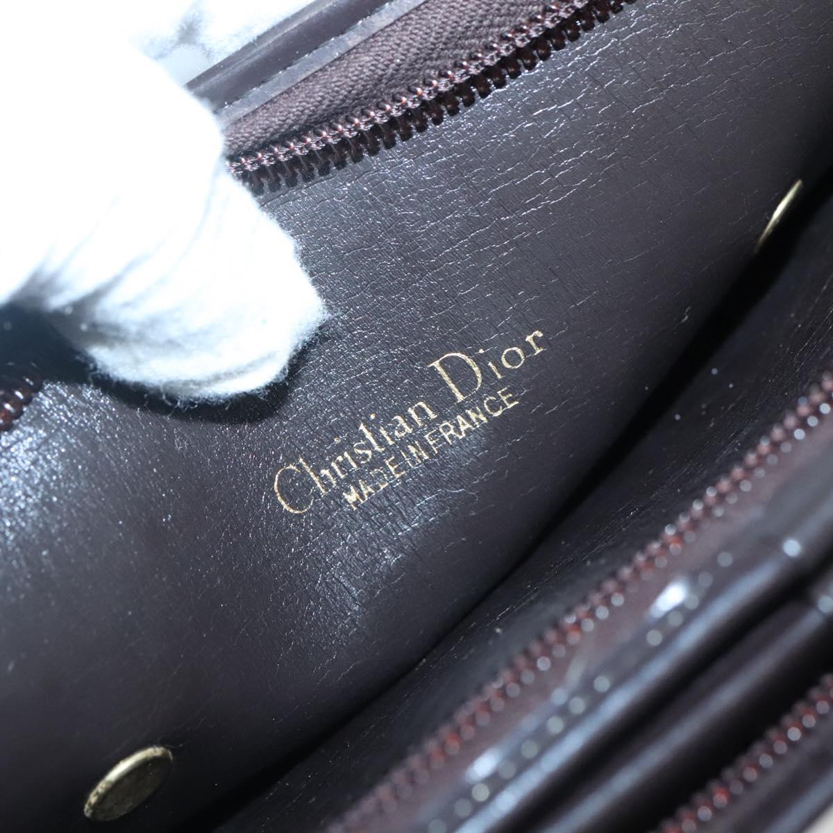 Christian Dior Trotter Canvas Hand Bag Brown Gold Auth 138806