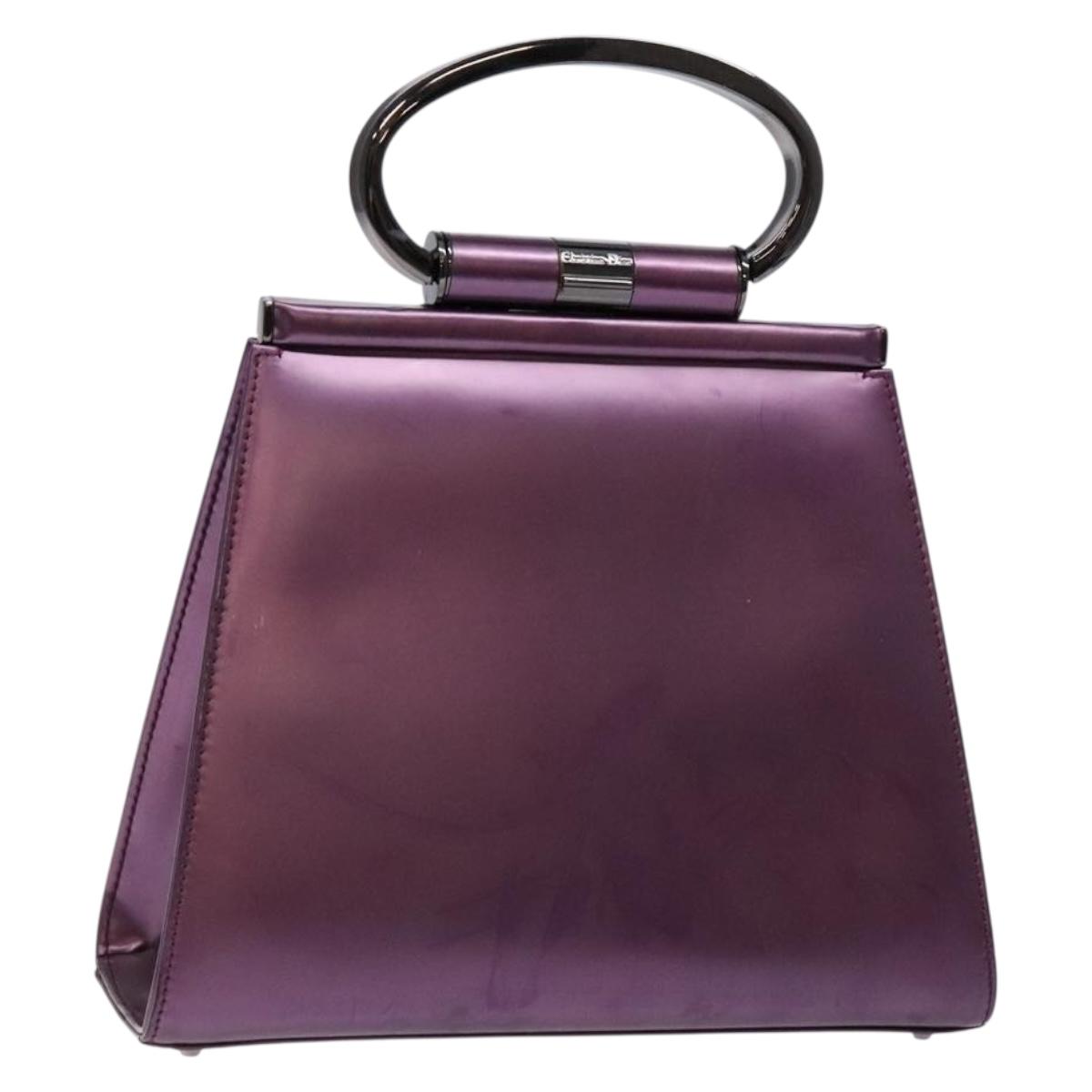 Christian Dior Hand Bag Patent leather Purple Auth 138811
