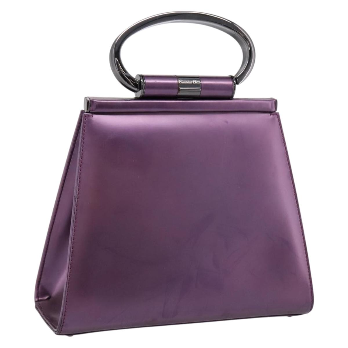 Christian Dior Hand Bag Patent leather Purple Auth 138811