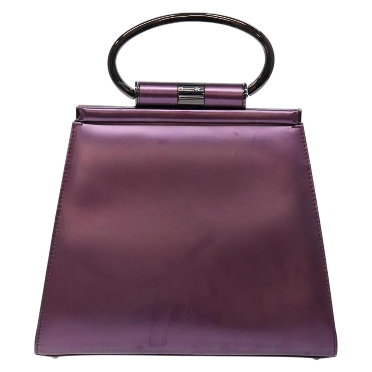 Christian Dior Hand Bag Patent leather Purple Auth 138811
