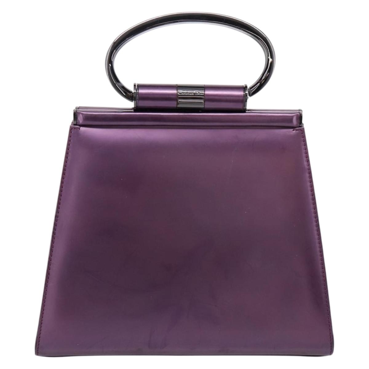 Christian Dior Hand Bag Patent leather Purple Auth 138811