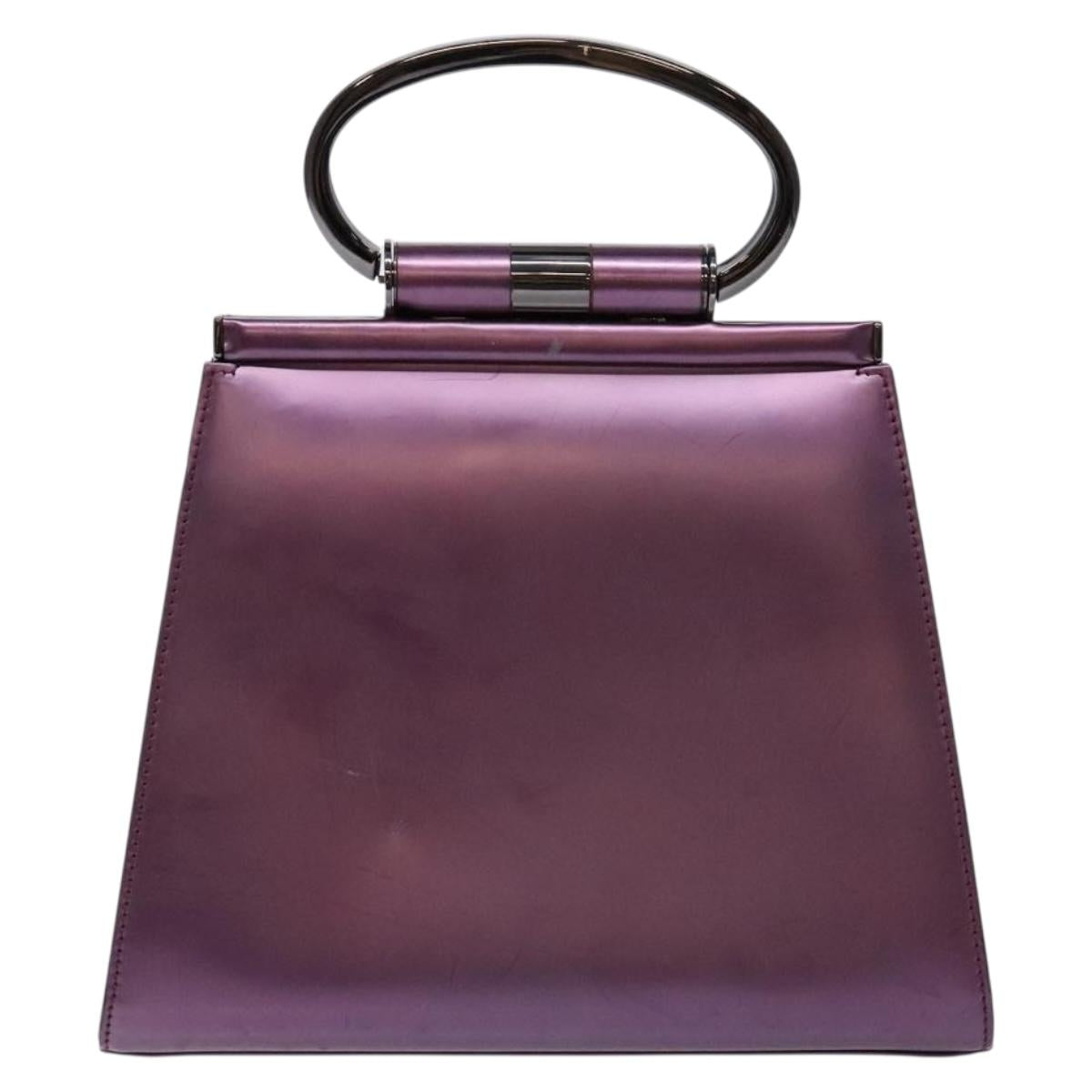 Christian Dior Hand Bag Patent leather Purple Auth 138811