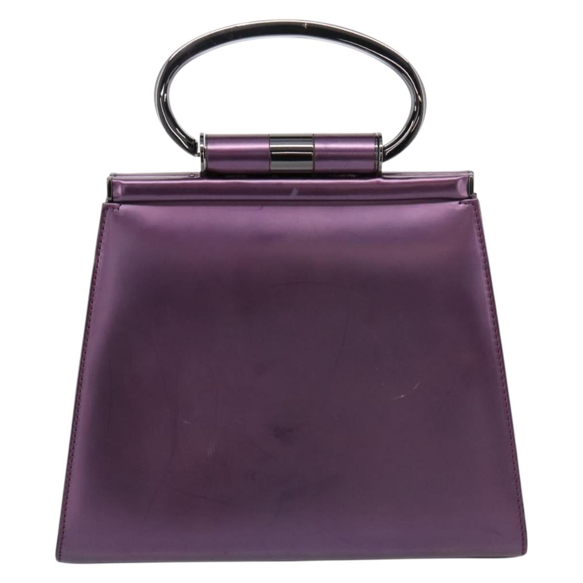 Christian Dior Hand Bag Patent leather Purple Auth 138811