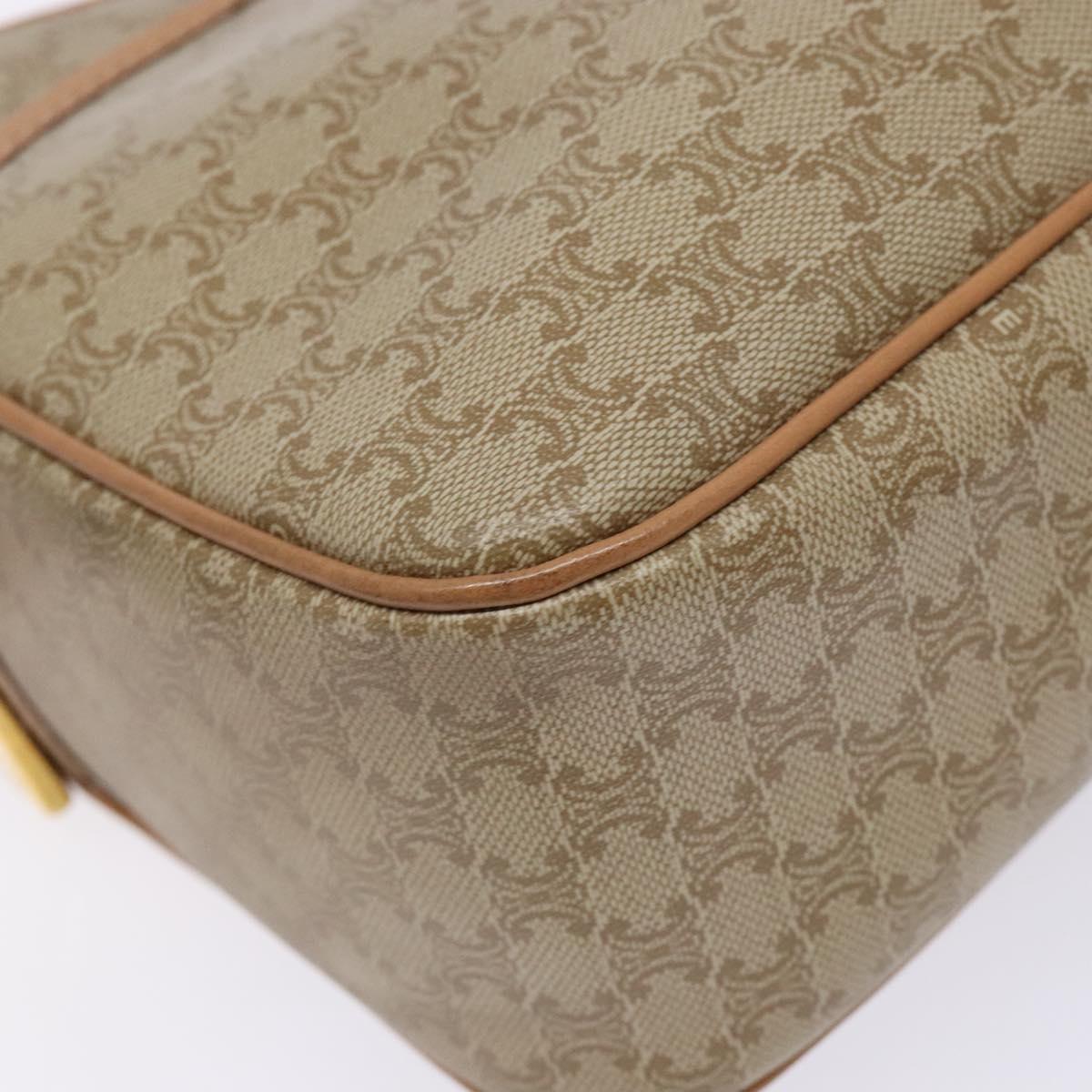 CELINE Macadam Canvas Shoulder Bag PVC Beige Gold Auth 138813