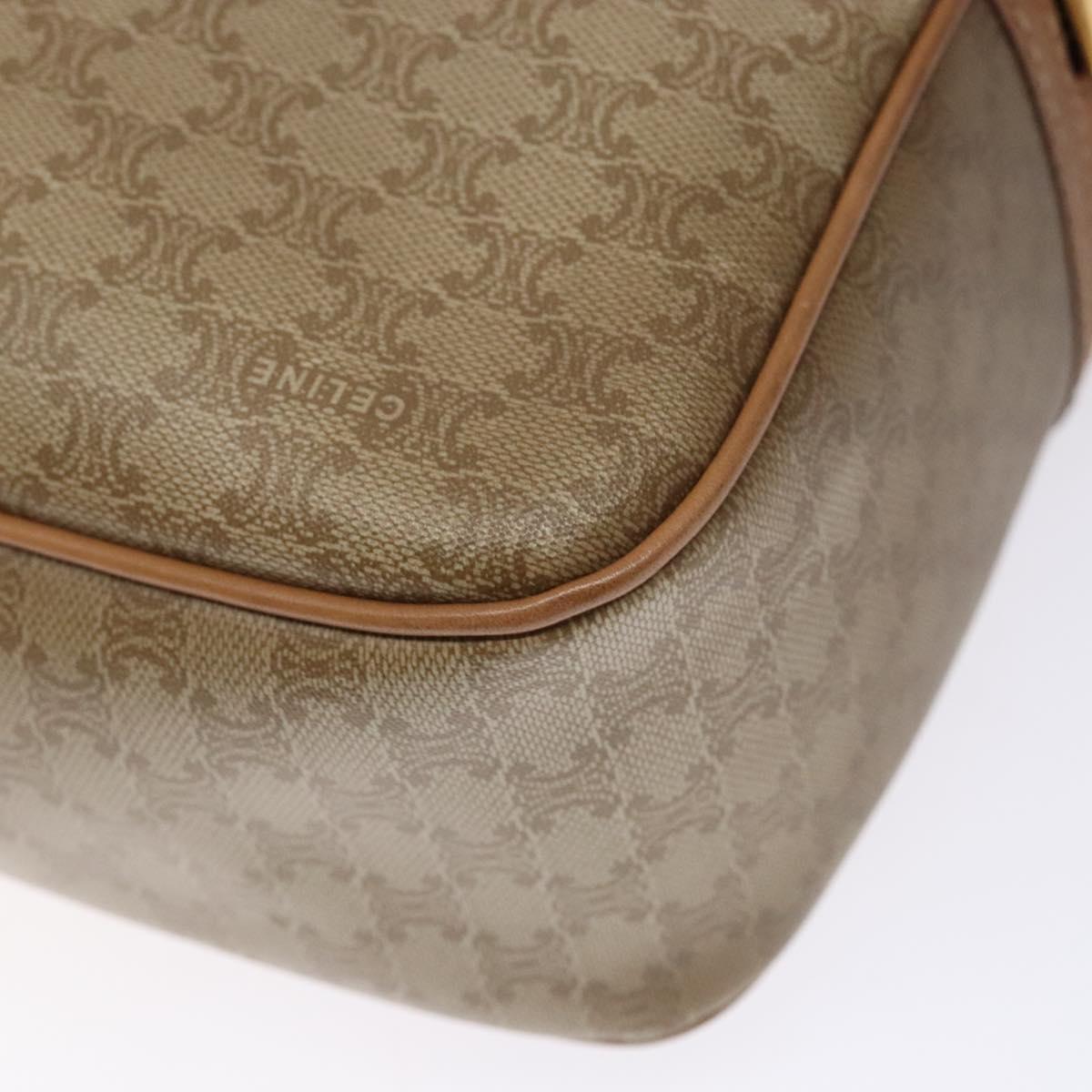 CELINE Macadam Canvas Shoulder Bag PVC Beige Gold Auth 138813