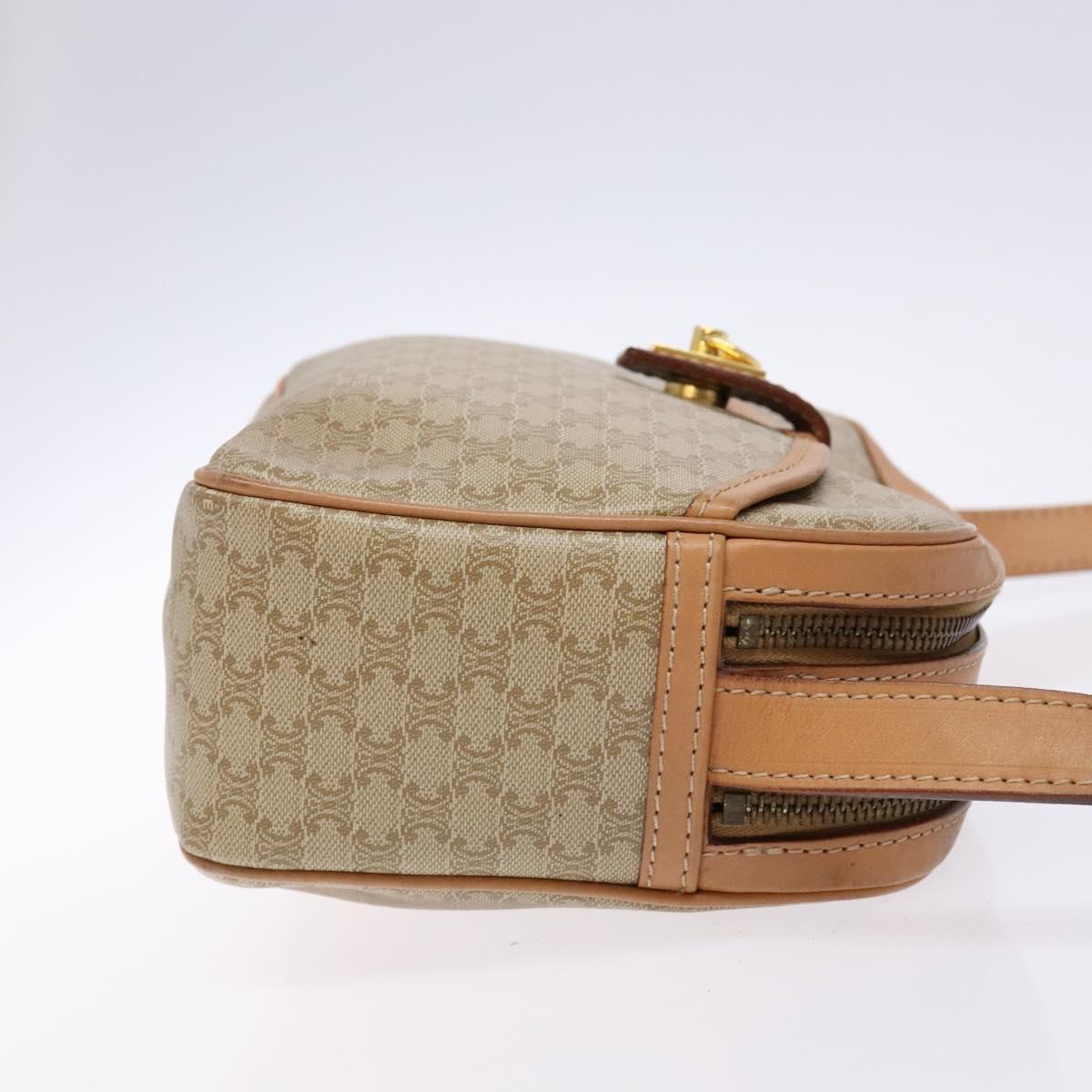 CELINE Macadam Canvas Shoulder Bag PVC Beige Gold Auth 138813