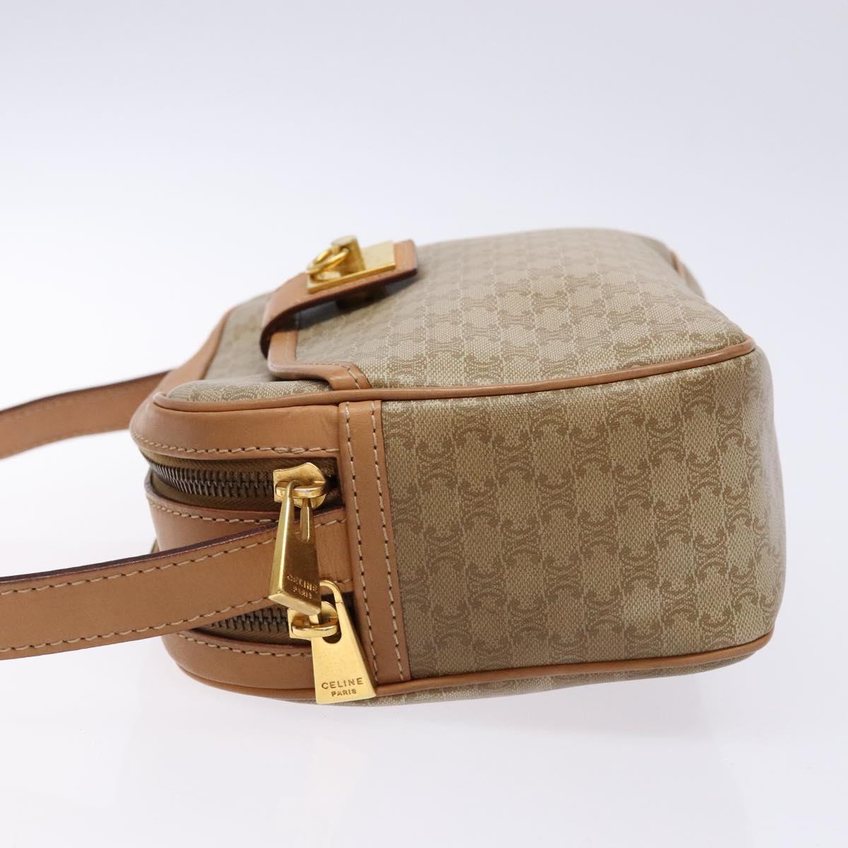CELINE Macadam Canvas Shoulder Bag PVC Beige Gold Auth 138813