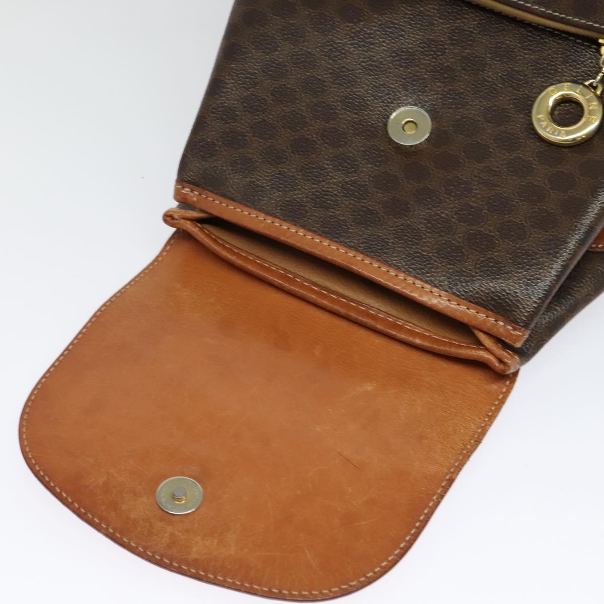 CELINE Backpack PVC Leather Brown Gold Auth 138816