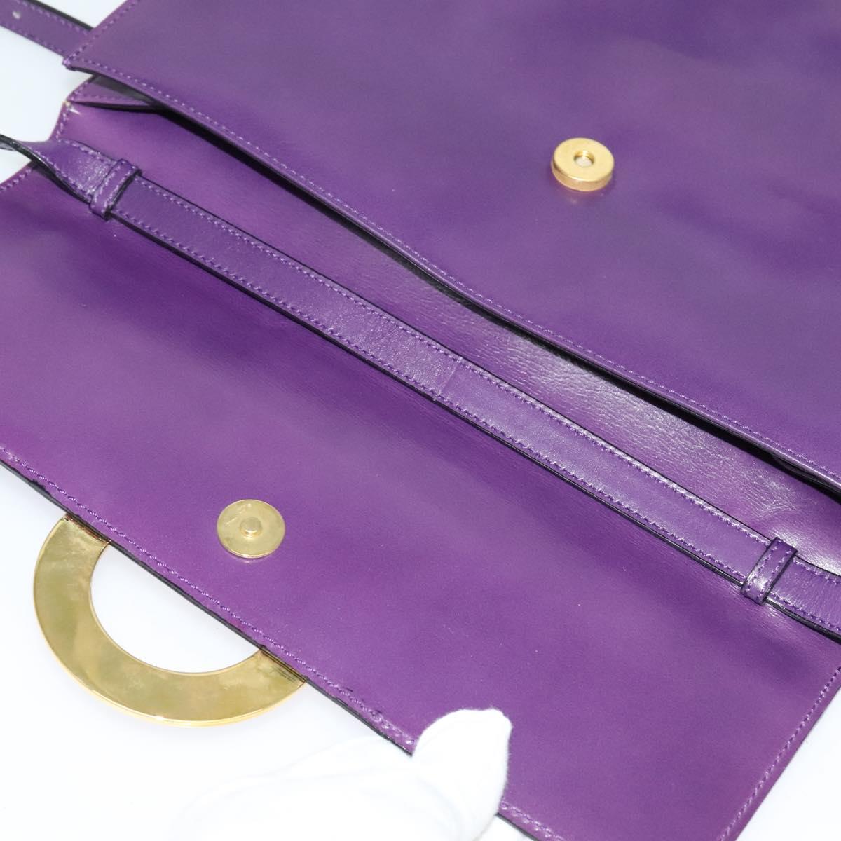CELINE Shoulder Bag Leather Purple Gold Auth 138822
