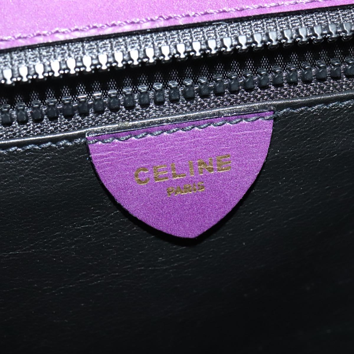 CELINE Shoulder Bag Leather Purple Gold Auth 138822