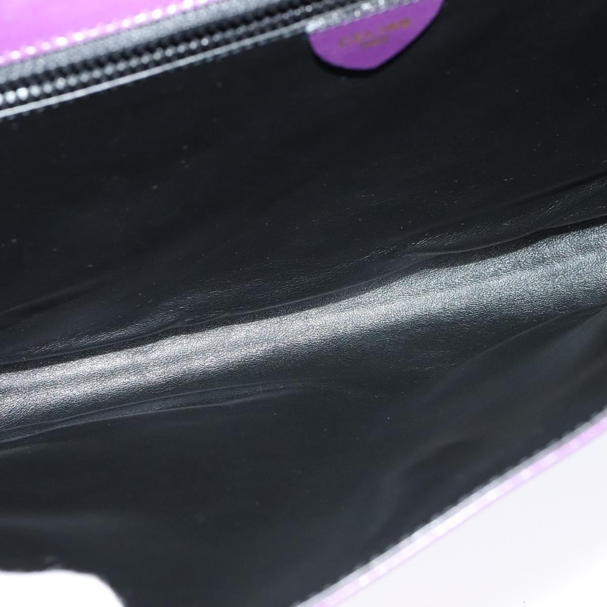 CELINE Shoulder Bag Leather Purple Gold Auth 138822